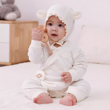 Autumn Winter Organic Cotton Warm Newborn Baby Romper Cute Cloud Dye-free Long Sleeve Jumpsuit - Natural Baby Clothing丨Pure, organic, dye-free care, cozy and gentle for babies