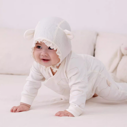 Autumn Winter Organic Cotton Warm Newborn Baby Romper Cute Cloud Dye-free Long Sleeve Jumpsuit - Natural Baby Clothing丨Pure, organic, dye-free care, cozy and gentle for babies