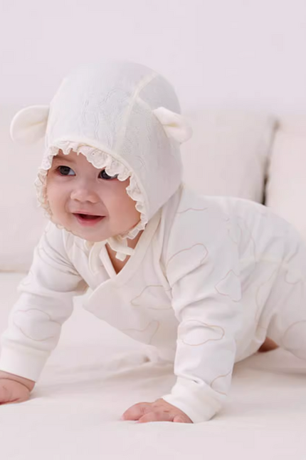 Autumn Winter Organic Cotton Warm Newborn Baby Romper Cute Cloud Dye-free Long Sleeve Jumpsuit - Natural Baby Clothing丨Pure, organic, dye-free care, cozy and gentle for babies