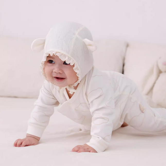 Autumn Winter Organic Cotton Warm Newborn Baby Romper Cute Cloud Dye-free Long Sleeve Jumpsuit - Natural Baby Clothing丨Pure, organic, dye-free care, cozy and gentle for babies