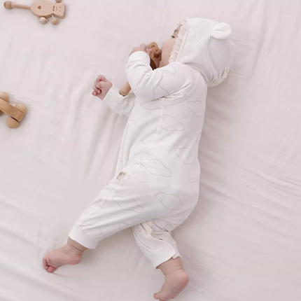 Autumn Winter Organic Cotton Warm Newborn Baby Romper Cute Cloud Dye-free Long Sleeve Jumpsuit - Natural Baby Clothing丨Pure, organic, dye-free care, cozy and gentle for babies