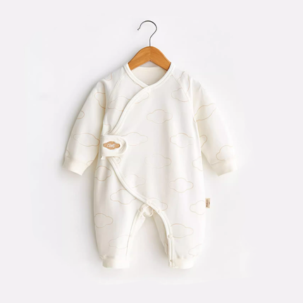 Autumn Winter Organic Cotton Warm Newborn Baby Romper Cute Cloud Dye-free Long Sleeve Jumpsuit - Natural Baby Clothing丨Pure, organic, dye-free care, cozy and gentle for babies
