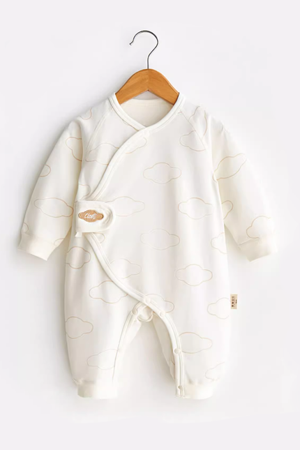 Autumn Winter Organic Cotton Warm Newborn Baby Romper Cute Cloud Dye-free Long Sleeve Jumpsuit - Natural Baby Clothing丨Pure, organic, dye-free care, cozy and gentle for babies