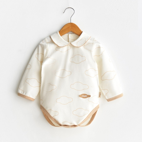 Peter Pan Collar Long Sleeve Bodysuit - Natural Baby Clothing丨Pure, organic, dye-free care, cozy and gentle for babies