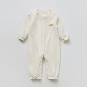 Bamboo Cotton Lace-Trim Romper - Natural Baby Clothing丨Pure, organic, dye-free care, cozy and gentle for babies