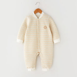 Air Layer Stand Collar Snap-Front Romper - Natural Baby Clothing丨Pure, organic, dye-free care, cozy and gentle for babies