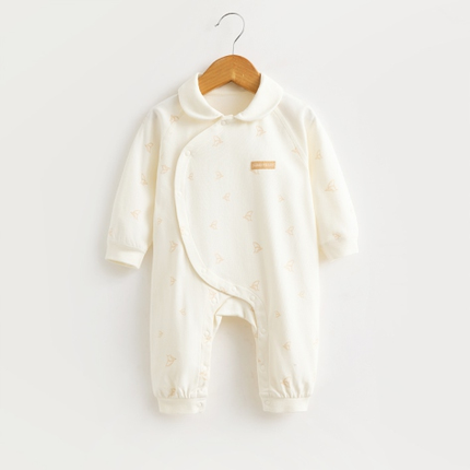 Baby Peter Pan Collar Wrap-Style Romper - Natural Baby Clothing丨Pure, organic, dye-free care, cozy and gentle for babies