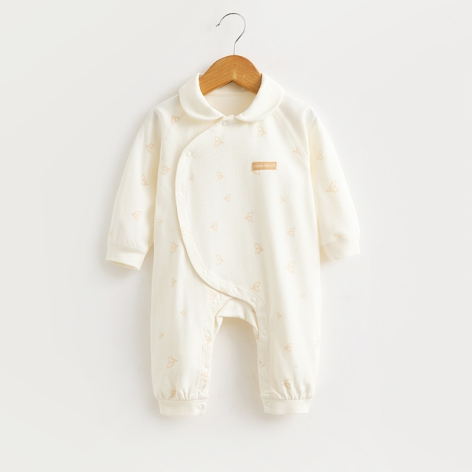 Baby Peter Pan Collar Wrap-Style Romper - Natural Baby Clothing丨Pure, organic, dye-free care, cozy and gentle for babies