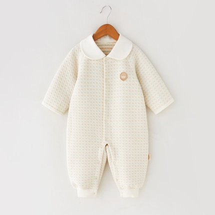 Air Layer Peter Pan Collar Snap-Front Romper - Natural Baby Clothing丨Pure, organic, dye-free care, cozy and gentle for babies