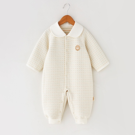 Air Layer Peter Pan Collar Snap-Front Romper - Natural Baby Clothing丨Pure, organic, dye-free care, cozy and gentle for babies