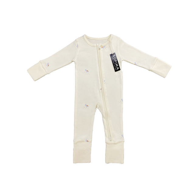 Pima Cotton Two-Way Zipper Baby Onesie - Natural Baby Clothing丨Pure, organic, dye-free care, cozy and gentle for babies